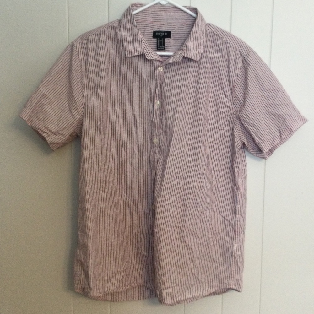 Forever 21 short sleeve button‎ down red white and blue size L